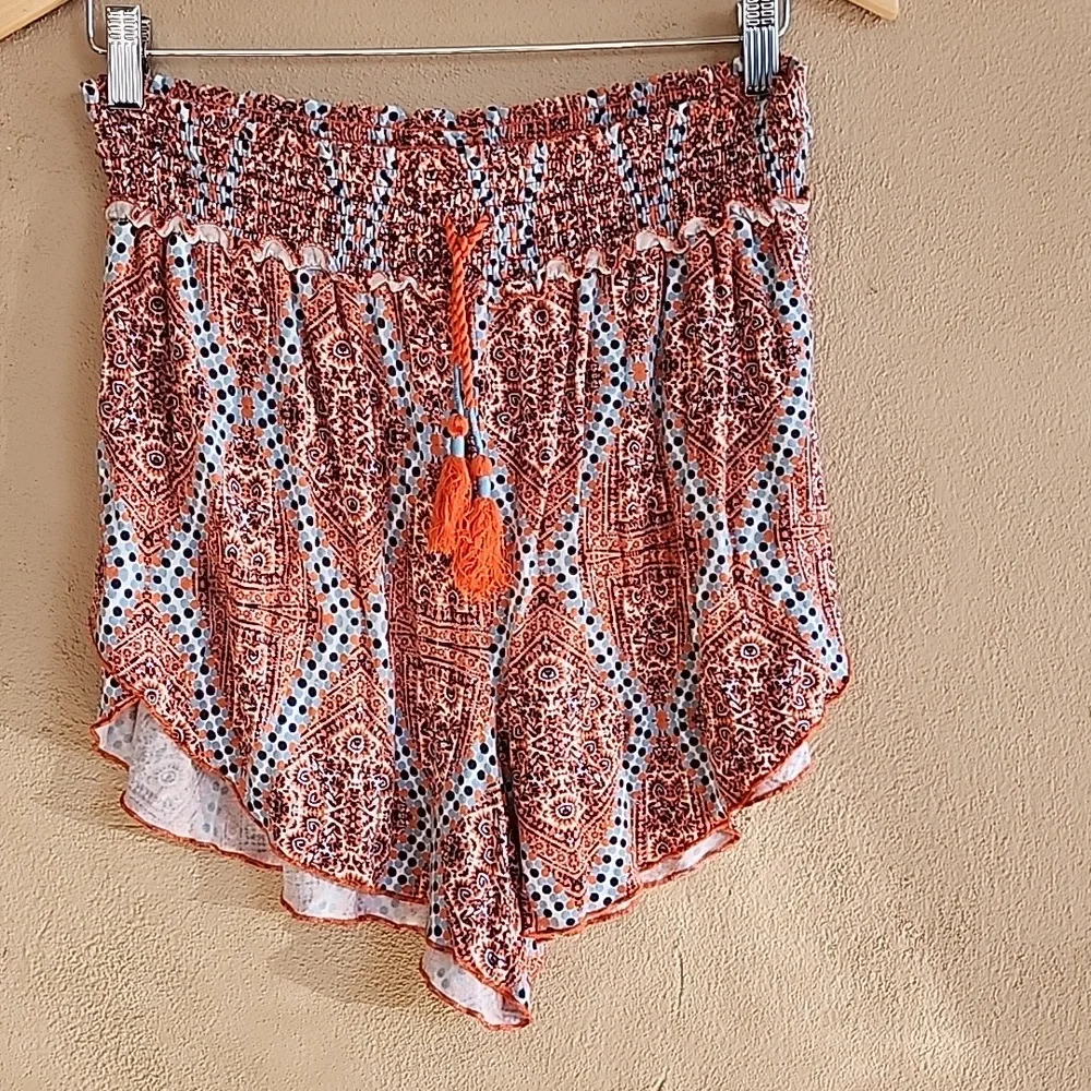 ANTHROPOLOGIE Smocked Short Set M Loungewear Pajamas Top High Waist Sleep Shorts - Picture 10 of 16
